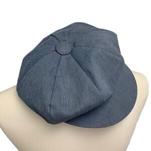 Vintage Blue Denim Century 21 Mens Large Brimmed Newsboy Cap Made in Korea